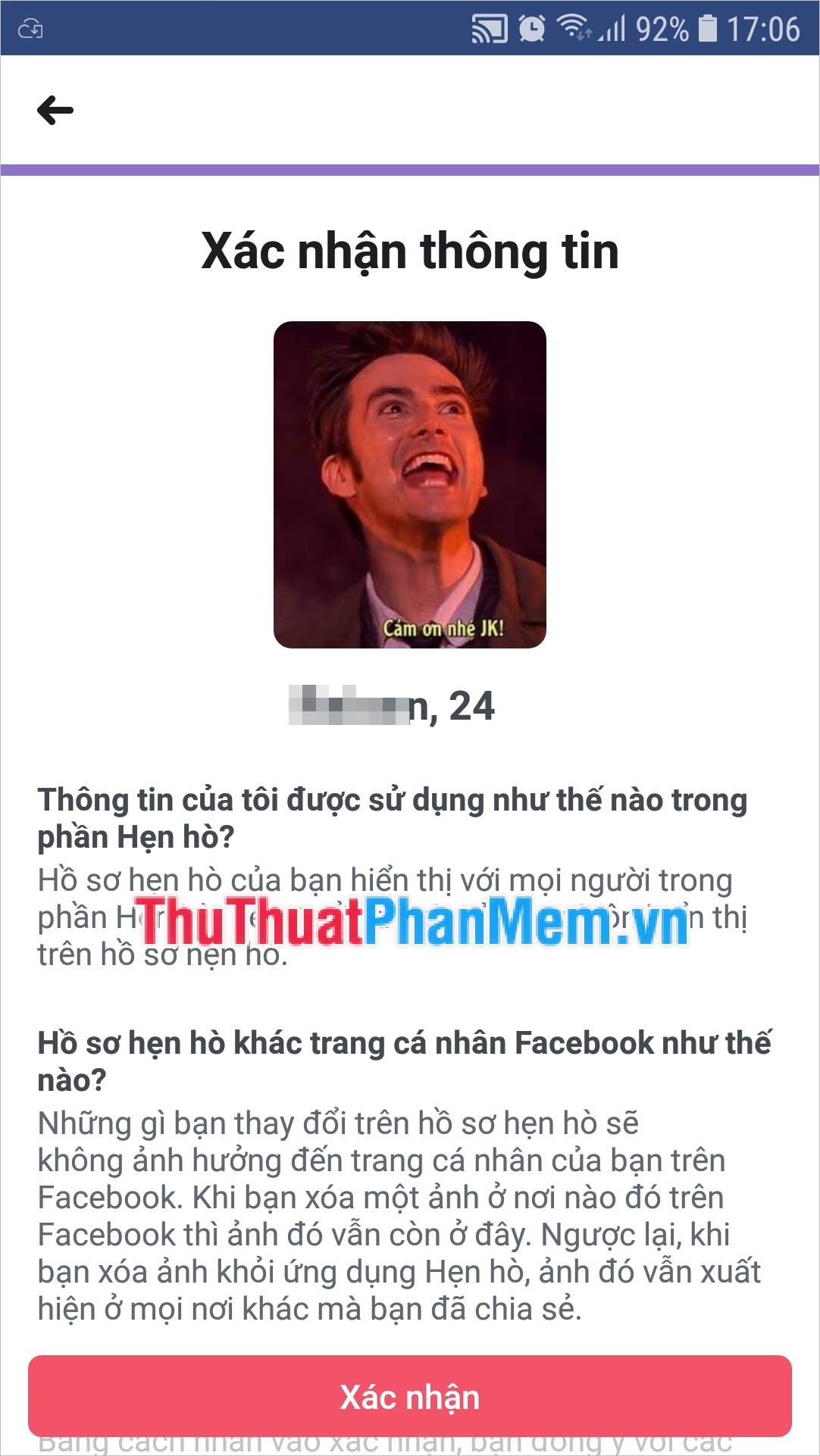 Chọn Xác nhận