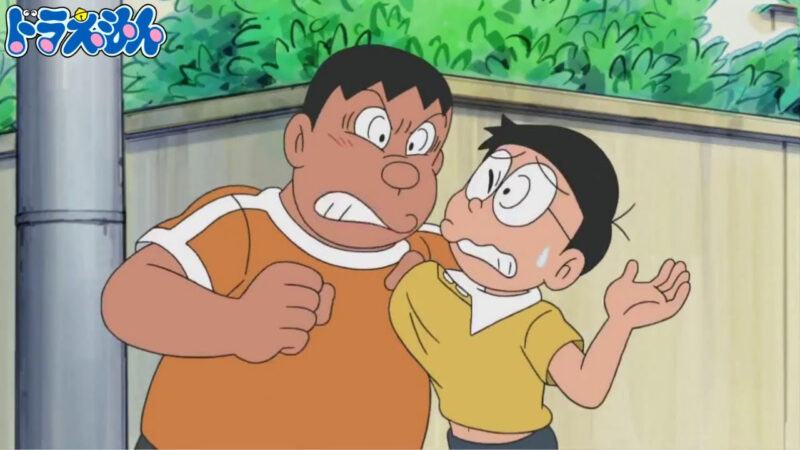 Hình ảnh Chai Én bắt nạt Nobita trong phim
