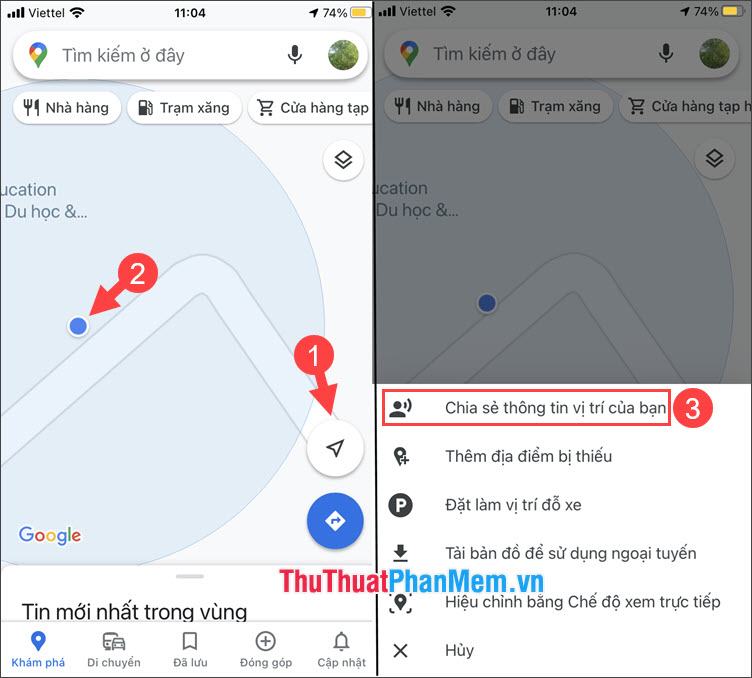 Chọn Chia sẻ vị trí của bạn