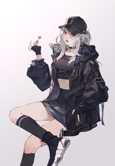 Cô gái anime mặc đồ đen