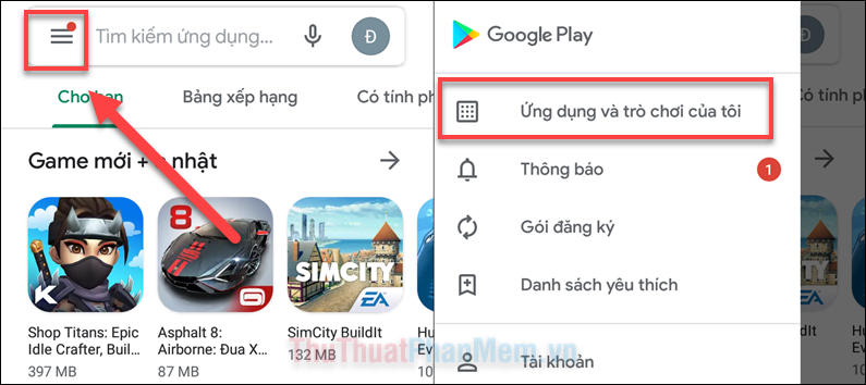 Chọn Ứng dụng & Trò chơi của tôi