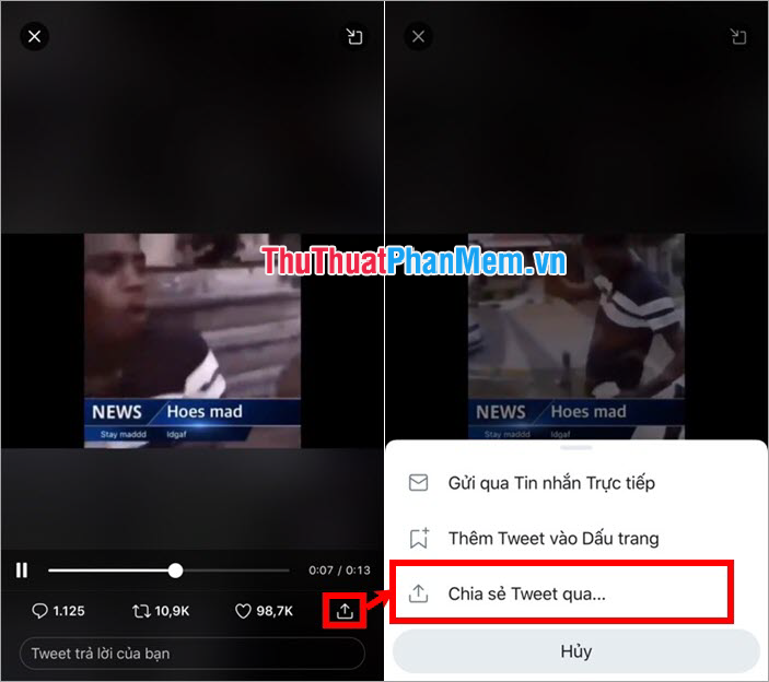 Chia sẻ Tweet qua