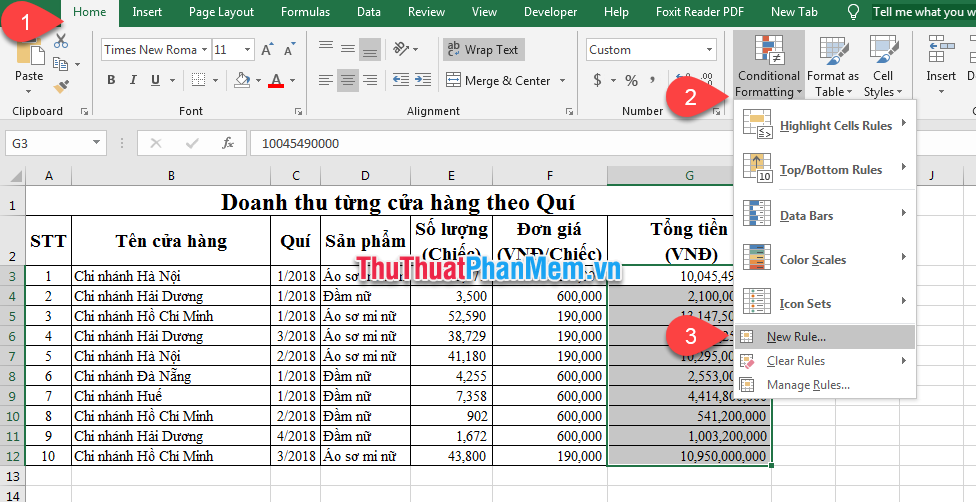 Chọn một quy tắc mới