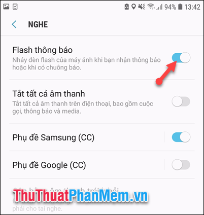 Chọn Flash thông báo