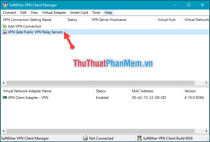Nhấp đúp chuột vào dòng VPN Gate Public VPN Relay Servers