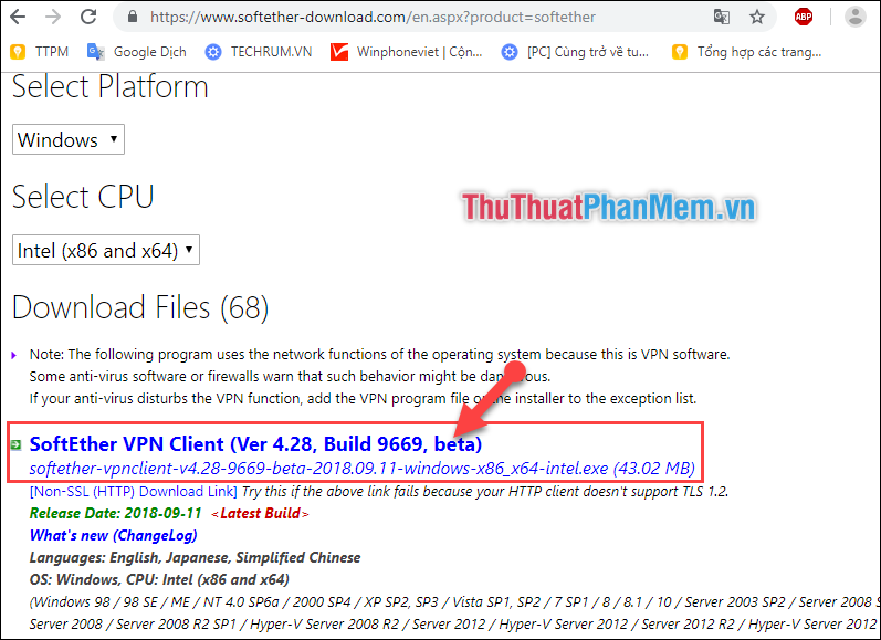 Tải thêm phần mềm SoftEther VPN Client Manager