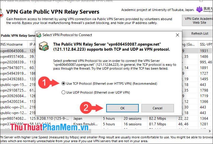 Kiểm tra việc sử dụng giao thức TCP (Ethernet qua HTTPS VPN)