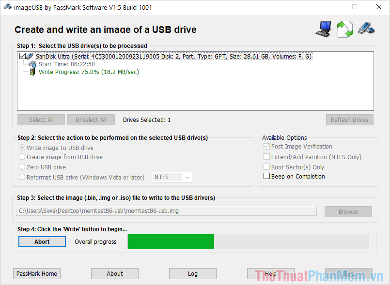 Quá trình tạo Boot trên USB sẽ mất khoảng 3-5 phút
