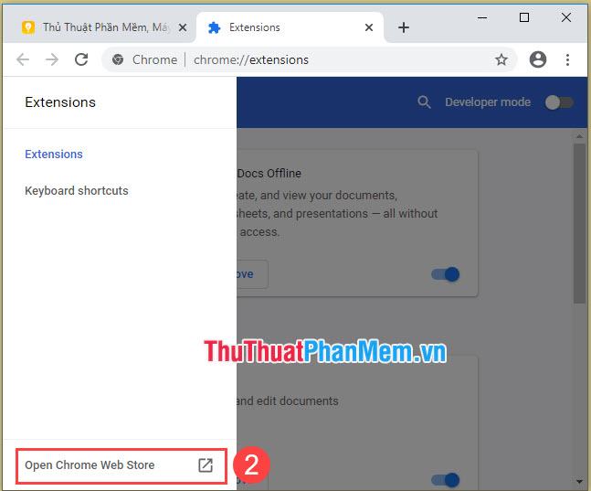 Chọn Mở Cửa hàng Chrome trực tuyến