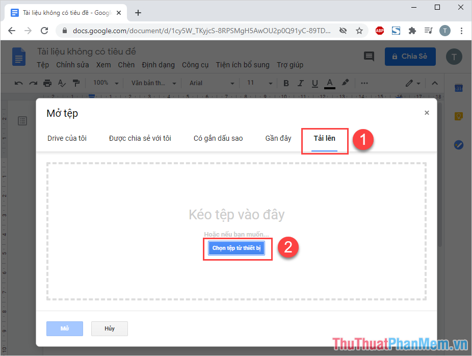 Chọn mục Upload và tiến hành chọn file Word cần kiểm tra chính tả tiếng Việt