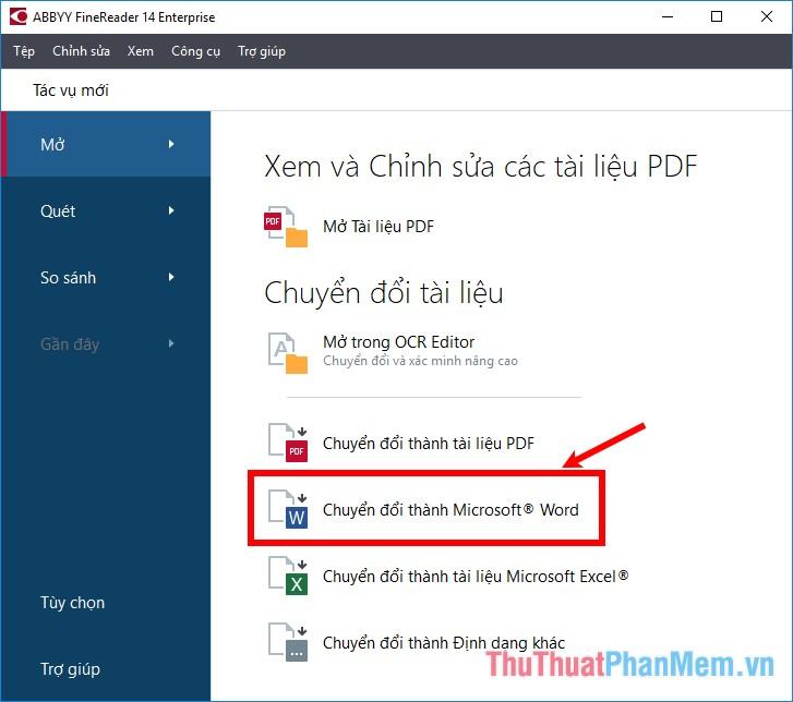 Chọn Chuyển đổi sang Microsoft Word