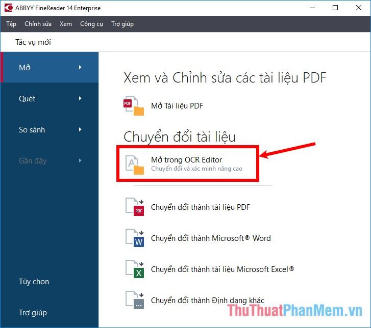 Chọn Mở trong OCR Editor