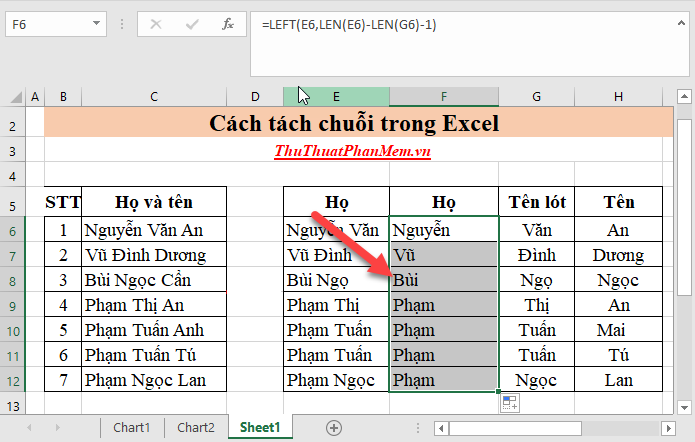 Nhấn Enter và sao chép công thức cho các giá trị còn lại