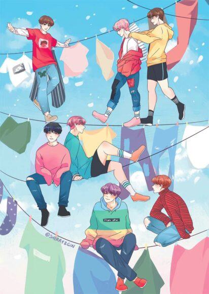 những hình ảnh BTS theo phong cách anime tuyệt vời nhất