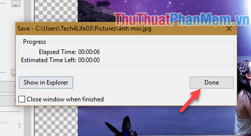 Quá trình lưu ảnh đã hoàn tất