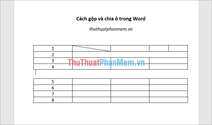 Như vậy là bạn đã chia bảng thành công