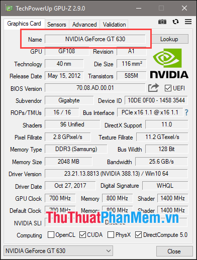 Hiển thị là ATI, AMD hay NVDIA là card màn hình rời