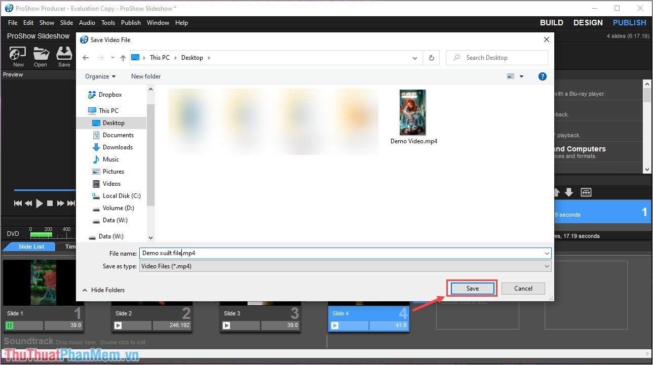 Đặt tên cho Video và chọn thư mục lưu trữ file trên máy tính