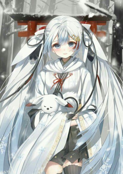 Hình ảnh anime girl tóc trắng gợi cảm