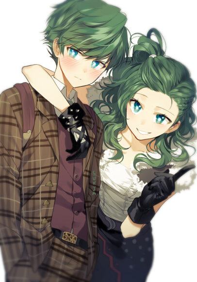 Cặp đôi anime tóc xanh