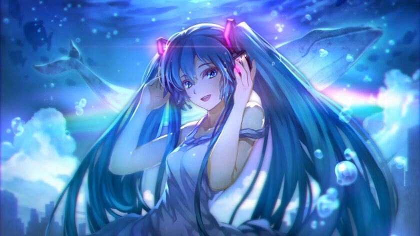 Hình ảnh anime tóc xanh huyền ảo