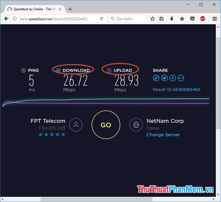 Kiểm tra tốc độ tải xuống và tải lên