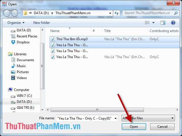 Chọn file nhạc cần ghép -> click Open” ></p>
<p>Bước 3: Các file nhạc cần ghép đã được upload thành công.  Trong trường hợp muốn thay đổi vị trí lưu file xuất ra, bạn có thể chọn lại -> nhấn Start để bắt đầu quá trình ghép nhạc:</p>
<p><img decoding=