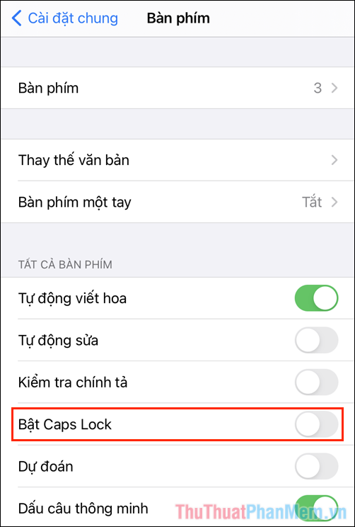 Bật Bật Caps Lock