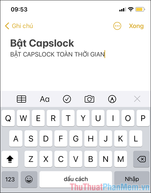 Dữ liệu trên bàn phím của bạn khi gõ đều được viết hoa