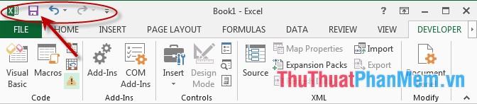 Lưu trong menu nhanh của Excel