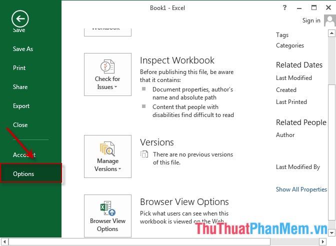 Chuyển đến hộp thoại Tệp - Tùy chọn - Tùy chọn Excel