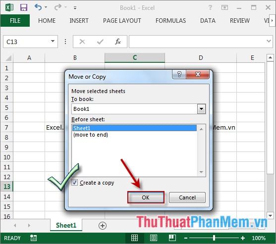 Chọn vị trí đặt file Before sheet - tích vào mục Create a copy - OK là xong