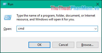 Mở hộp thoại Run và nhập lệnh cmd