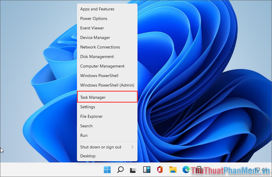 Nhấp chuột phải vào biểu tượng Menu Bắt đầu và chọn Trình quản lý tác vụ