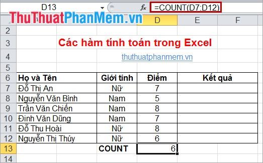 chức năng đếm