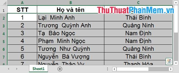 Xóa 3 cột