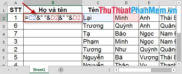 Hợp nhất 3 cột