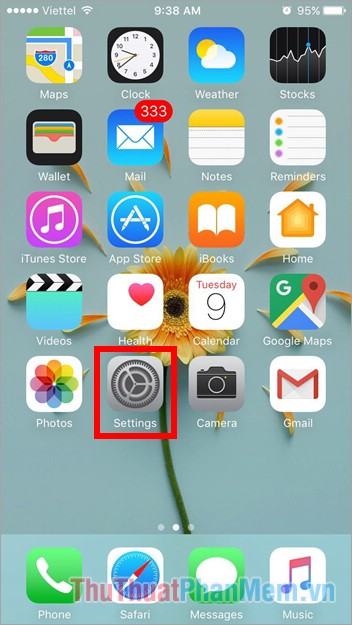 Trên giao diện iPhone chọn biểu tượng Cài đặt