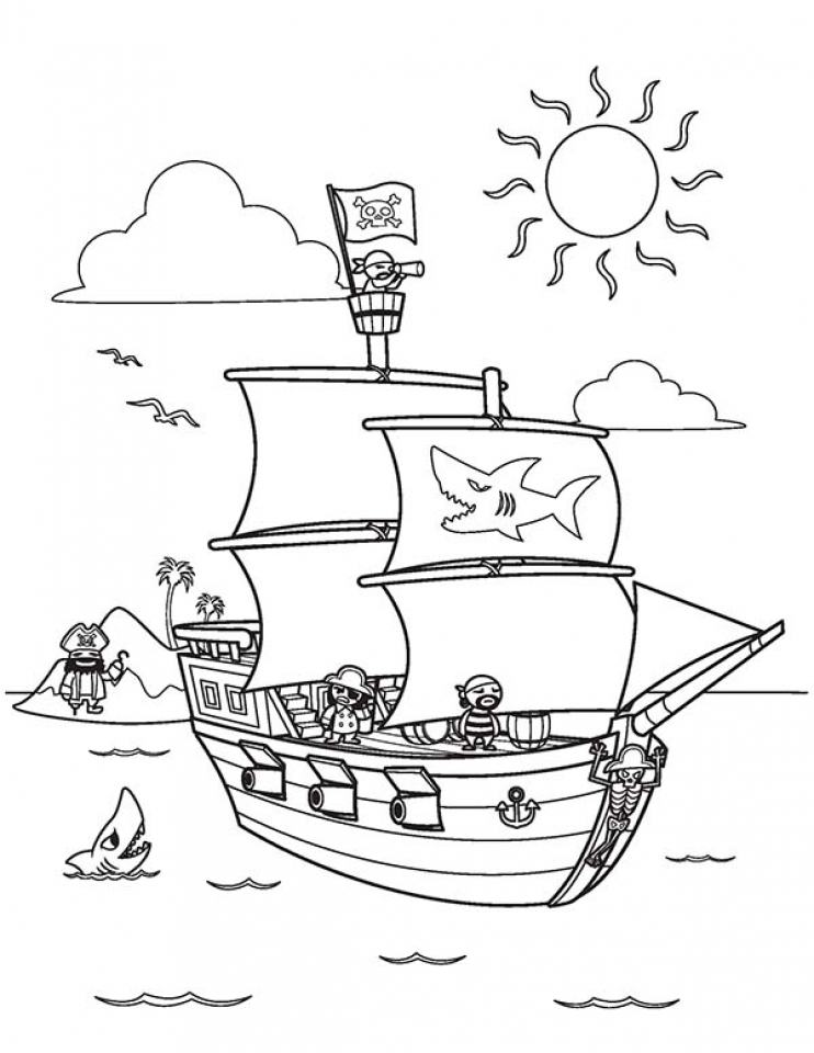 Tranh tô màu tàu cướp biển độc đáo cho bé