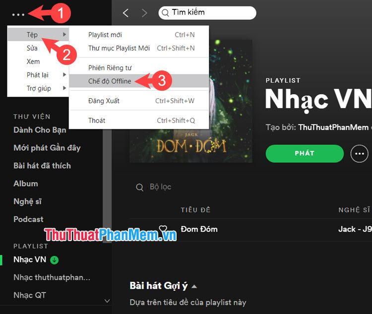 Chọn Chế độ Offline