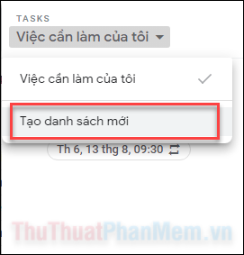 Để phân loại danh sách nhiệm vụ, chọn Tạo danh sách mới