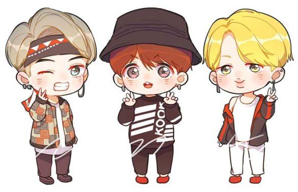 ảnh chibi dễ thương bts suga, jungkook