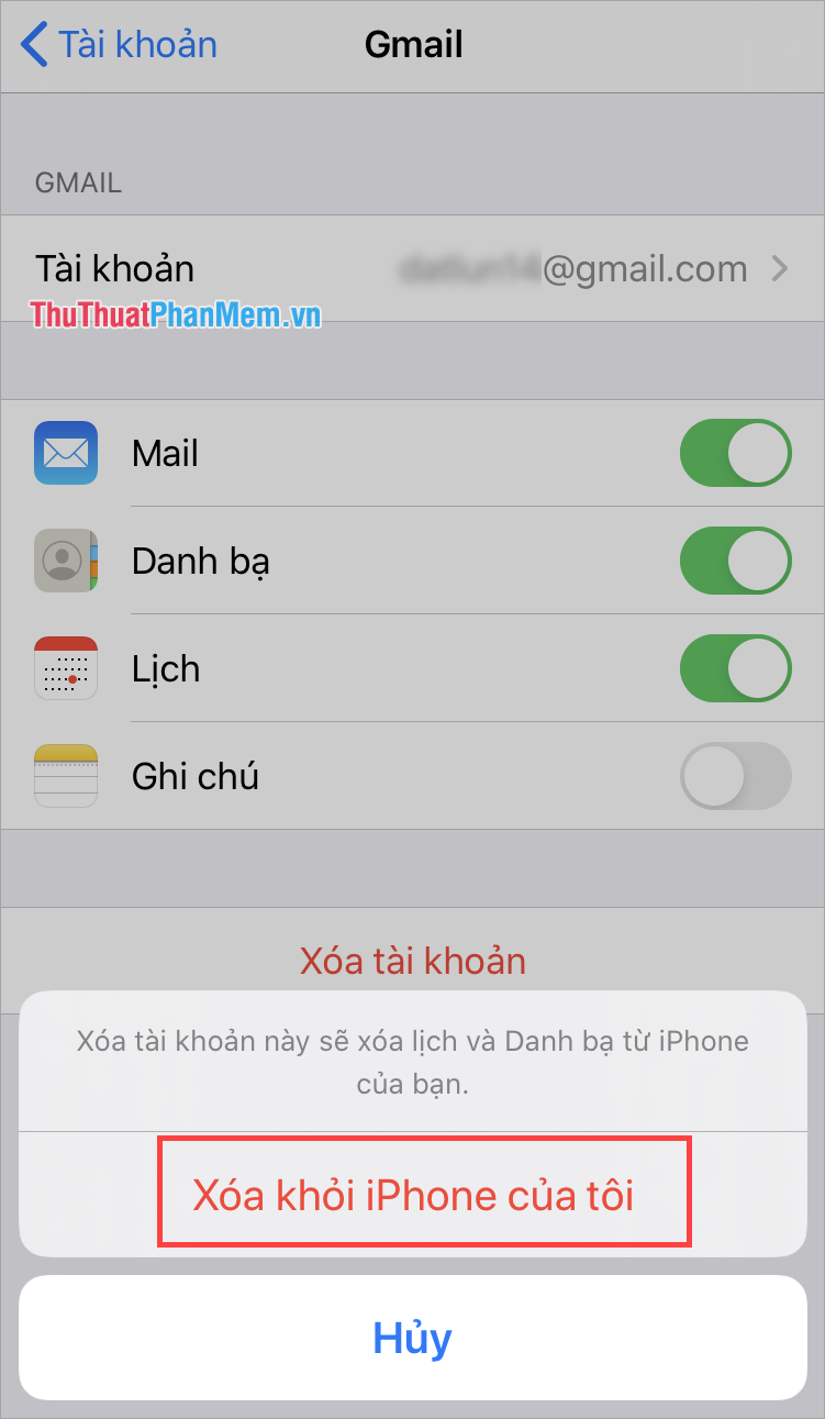 Chọn Xóa khỏi iPhone của tôi