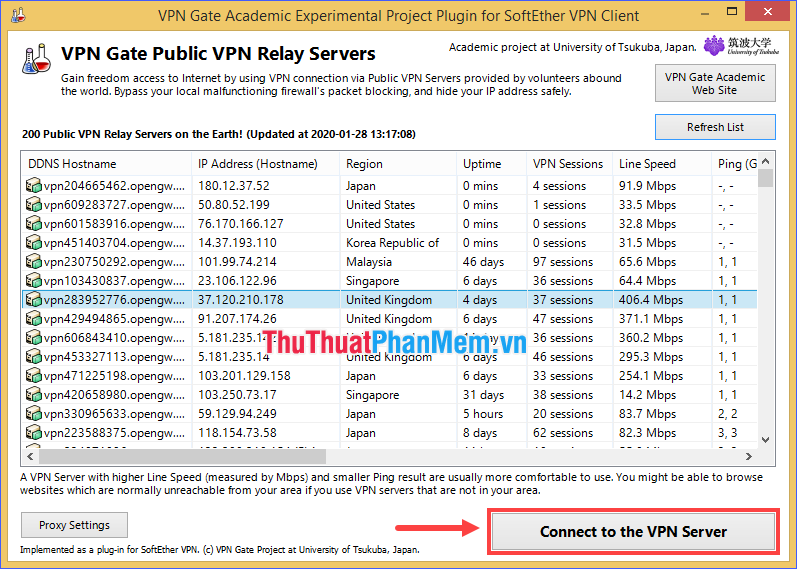 Chọn Kết nối với máy chủ VPN