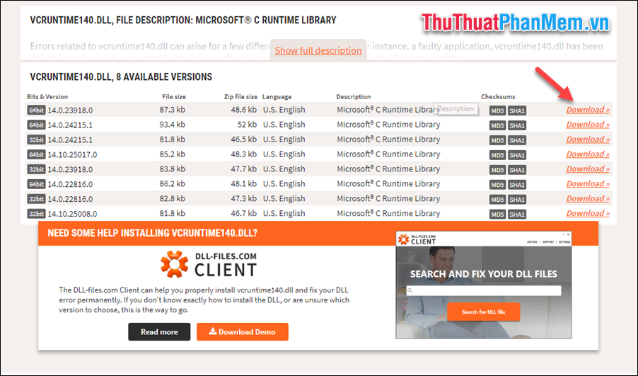Một số link tải file vcruntime140.dll