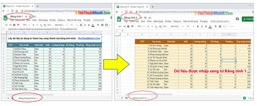 Tự động lấy dữ liệu từ worksheet này sang workbook khác