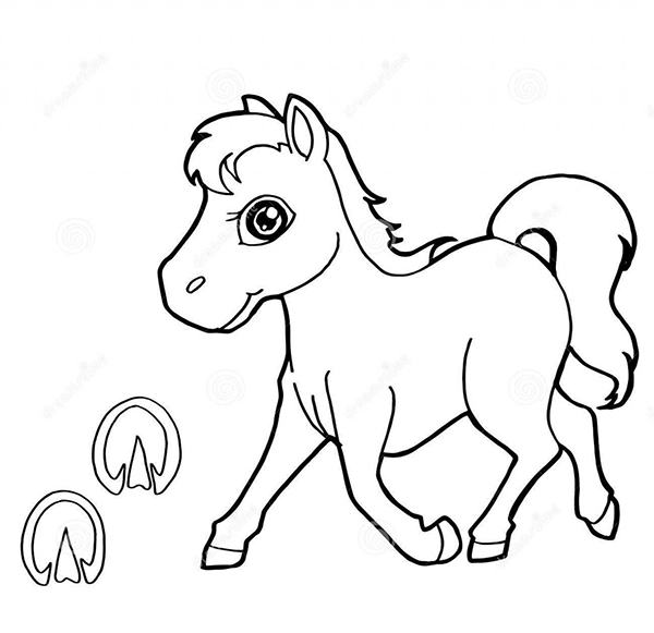 Hình ảnh con ngựa trắng đen tập tô màu