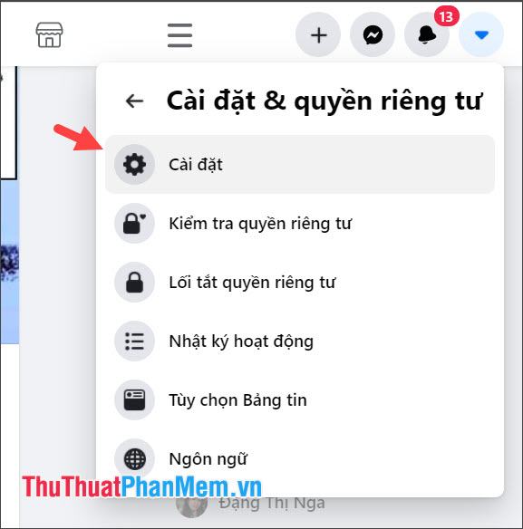 Nhấp vào Cài đặt