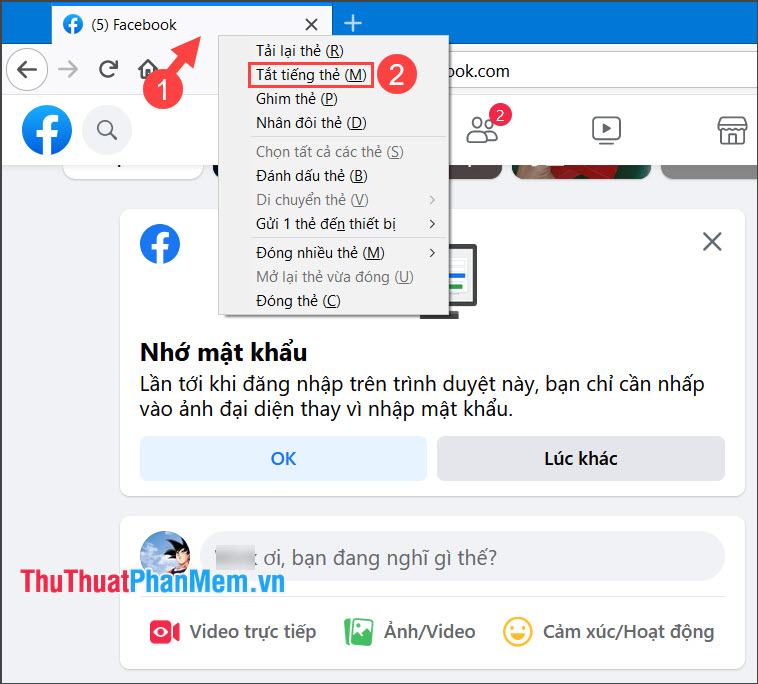 Chọn tab tắt tiếng