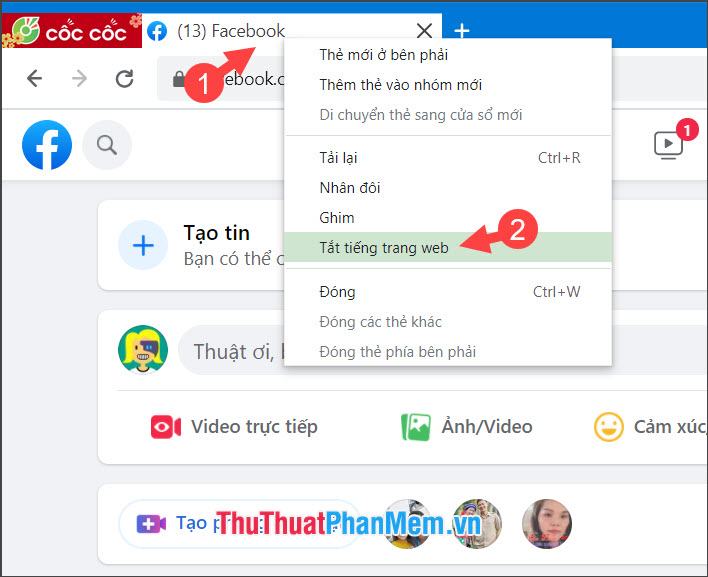 Chọn trang web tắt tiếng